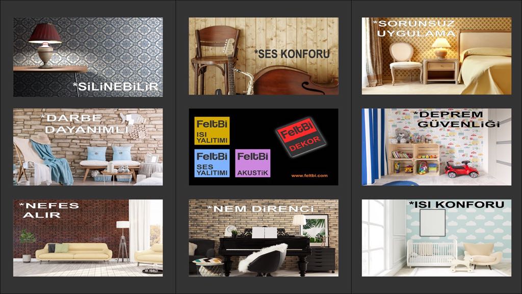 FELTWALL Desenli SES YALITIMLI Duvar Keçeleri